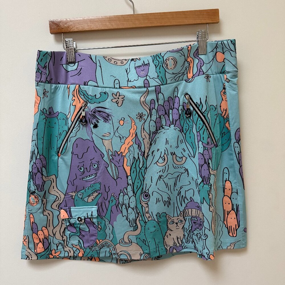 Jamie Sadock Abstract Print Monster Cats Skort